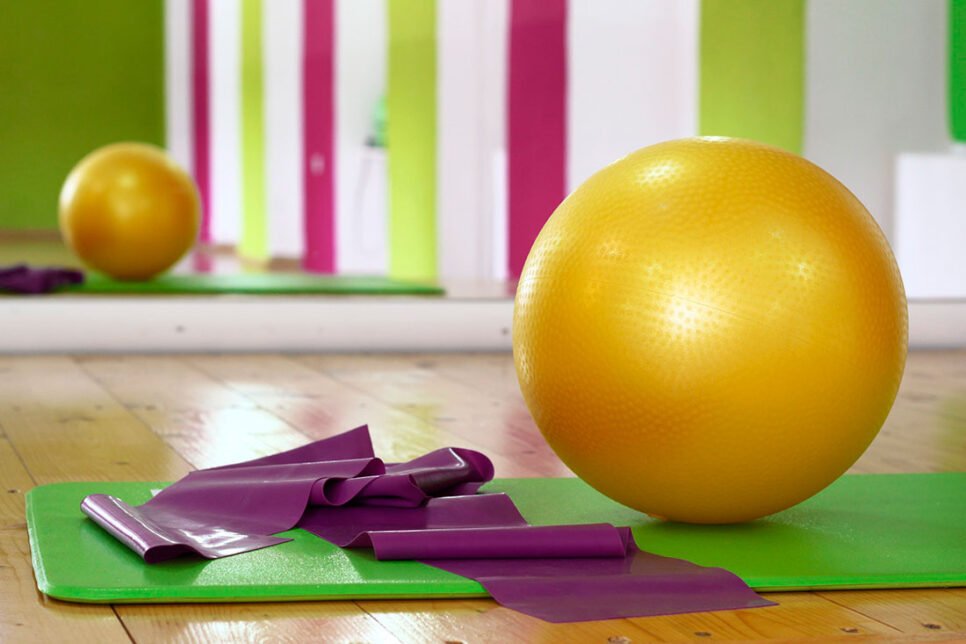Ball in a yoga class